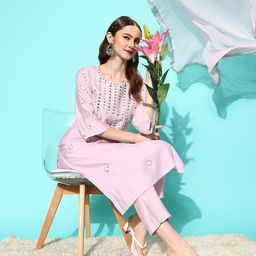 Varanga Women Yoke Design Regular Gotta Patti Kurta with Trousers & With Dupatta-picture-10
