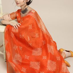 Saree mall Ethnic Motifs Linen Blend Saree with Woven Design border-picture-43