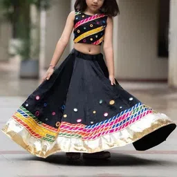 BAESD Girls Embroidered Mirror Work Ready to Wear Lehenga & Blouse image 1