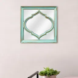 Art Street Blue Abstract Shaped Self Design MDF Decorative Wall Mirror-image-45