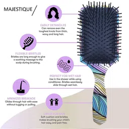MAJESTIQUE Set Of 4 Paddle Detangling Hairbrush Mini Brush Wide-Tooth & Tail Comb image 4