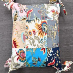 INDHOME LIFE Grey & White Set of 2 Reversible Tassels Patch Work Cotton Cushion Covers image 3