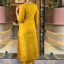 Anni Designer Geometric Printed Thread Work Straight Kurta With Trouser & Dupatta image 5