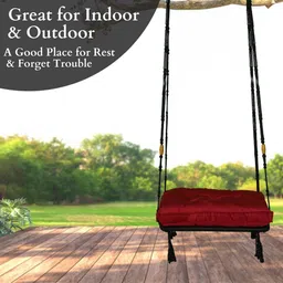 Patiofy Premium Red & Black Comfortable Hammock Swing Chair With Cushion image 3