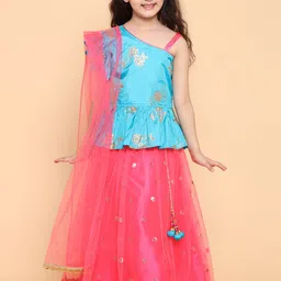 Aj DEZInES Girls Embroidered Ready to Wear Lehenga & Blouse With Dupatta-picture-29