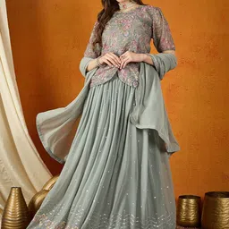 Miss Ethnik Embroidered Thread Work Ready to Wear Lehenga & Blouse With Dupatta-picture-16