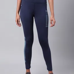 Alcis Women Navy Blue Rapid Dry Solid Training Tights-picture-12