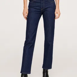 MANGO Women Navy Blue Straight Fit Stretchable Jeans-picture-10