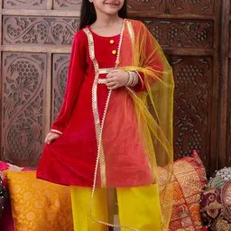pspeaches Girls Regular Gotta Patti Velvet Kurta with Salwar & With Dupatta-picture-57