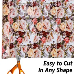 Kuber Industries White & Grey 2-Pieces Rose Flower Printed Shelf Liner Cabinet Mats image 2