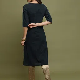 Vishudh Green Ethnic Motifs Printed Cotton Straight Kurta image 5