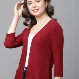 UnaOne Three-Quarter Sleeves Cotton Open Front Shrug image 5
