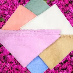 brikshi Soft Terry Towel Handkerchief Women Soft Cotton Hankies Ladies hanky set of 4 design and color random image 5