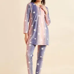 Sweet Dreams Women Printed Kurti With Pyjama Blue-picture-45