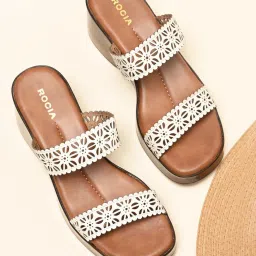 ROCIA By Regal White Women Laser Cut Wedges Heels-image-54