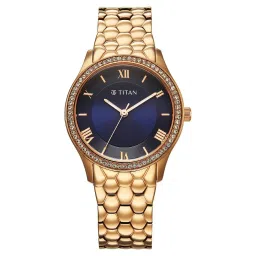 Titan Glamour Quartz Analog Blue Dial Stainless Steel Strap Watch For Women-picture-23