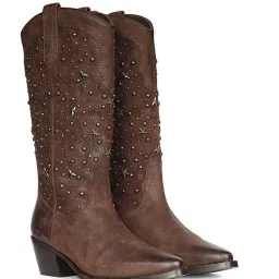 Saint G Womens Studded Brown Leather Casual Boots-image-25