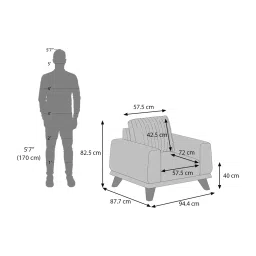 urban ladder create Granada Sofa Set (Colour : Dark Coral , Seater : 2+1+1) image 12