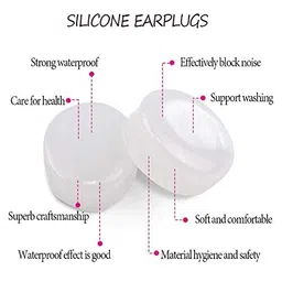 james healthplus James Soft Silicone Ear Plugs - 2 Pcs/Box Reusable Waterproof Earplugs Prevent Water Reduce Noise for Swimming and Bathing, Sound Reducing ear Plugs (White) image 2