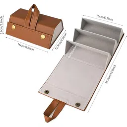 menovas 3 Layers Glasses Case Travel Sunglasses Organizer Leather Eyeglasses Storage Box Multiple Slots Hanging Eyewear Holder image 2