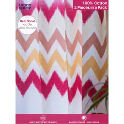 Urban Space Cotton Window Curtains 5 Ft with Eyelets and TieBack 2 Pieces - Panel Ocean Red image 2