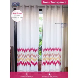Urban Space Cotton Window Curtains 5 Ft with Eyelets and TieBack 2 Pieces - Panel Ocean Red image 3