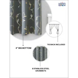 Urban Space Blackout Curtain for Window 5 ft with Eyelets and Tieback 1 Piece-Grey image 4