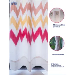 Urban Space Cotton Window Curtains 5 Ft with Eyelets and TieBack 2 Pieces - Panel Ocean Red image 4