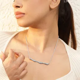 Rubans Voguish Silver Plated Stainless Steel Tarnish-Free Demi-Fine Sculptural Necklace-picture-14