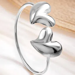 Rubans Voguish Silver Plated Stainless Steel Tarnish-Free Demi-Fine Heart Cuff Bracelet image 2