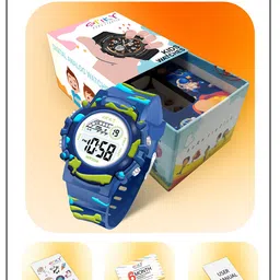 Spiky Kids Dial & Textured Straps Digital Automatic Watch ZEVA8_BLU image 3