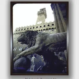The Art House Grey & Brown Replica of the David Wooden Framed Canvas Painting Wall Art image 1