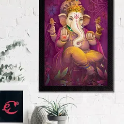eCraftIndia Majenta & Beige Lord Ganesha Satin Matt Texture UV Wall Art-picture-20
