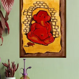 The Art House Brown & Yellow Abstract Painting Framed Wall Art-image-51