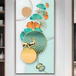 THE HANDMADE FLAIR White & Green Wooden Geometrical Landscape Auspicious Abstract Wall Art-image-71
