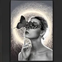 THE HANDMADE FLAIR Black & Grey Abstract Girl Framed Painting Wall Art-image-62