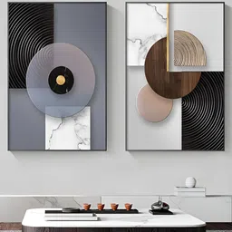 THE HANDMADE FLAIR Black & Grey 2 Pieces Wooden Textural Geometric Design Wall Art-image-39