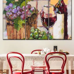 POSTERS AND TRUSS Brown & Purple 3 Pieces Classic Wine Still Life Framed Wall Paintings-picture-38