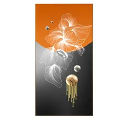 THE HANDMADE FLAIR Orange & Gold-Toned Abstract Wooden Wall Art image 2