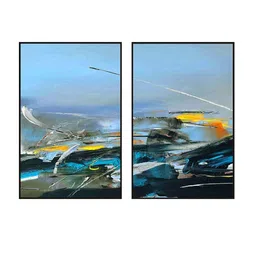 999Store Set Of 2 Grey Abstract Painting Framed Wall Art image 4