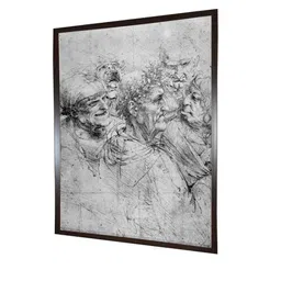 The Art House Grey & Black Five Grotesque Heads Painting Wooden Painting Wall Art image 3
