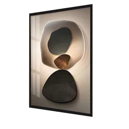 THE HANDMADE FLAIR Black & Beige Abstract Pebble Wall Art image 3
