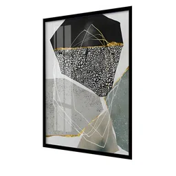 THE HANDMADE FLAIR Grey & Black Wooden Abstract Wall Paintings image 3