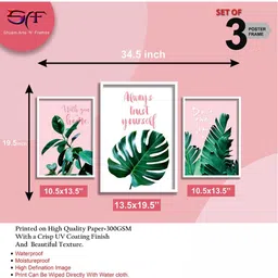 SAF Set Of 3 White & Pink Modern Art Canvas Painting Wall Art image 3