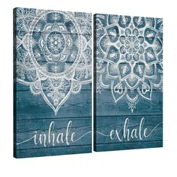 POSTERS AND TRUSS 2-Pcs Blue & White Inhale Exhale Zen XI Printed Framed Wall Art image 3
