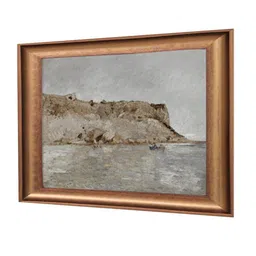 THE VINTAGE ARTISTRY Beige & Blue Antique Rustic Muted Landscape Vintage Wall Art image 3