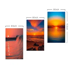999Store Multicoloured Set Of 3 Sea Waves Sunset Wall Art image 4