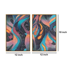 999Store Set Of 2 Blue & Grey Abstract Painting Framed Wall Art image 2
