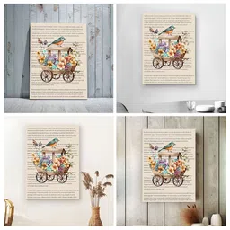 Art Street Brown & Red Canvas Painting Vintage Bird Wall Art image 5