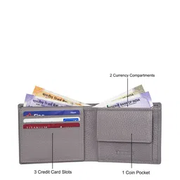 URBAN FOREST Men Textured Leather Two Fold Wallet image 2